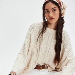 Free People Washed Ashore Cable Knit Sweater - Size M